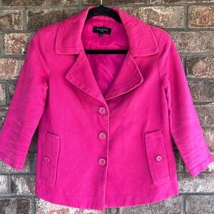 Talbots 100% linen bubblegum pink structured blazer size 4 PETITE